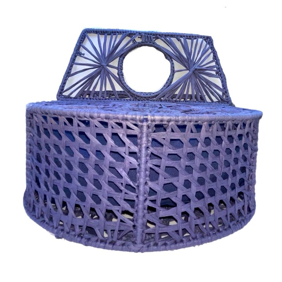 🆕~ House of Harlow handcrafted Dusty Blue Straw Cage Bag NWT. Great for summer! - Picture 10 of 10